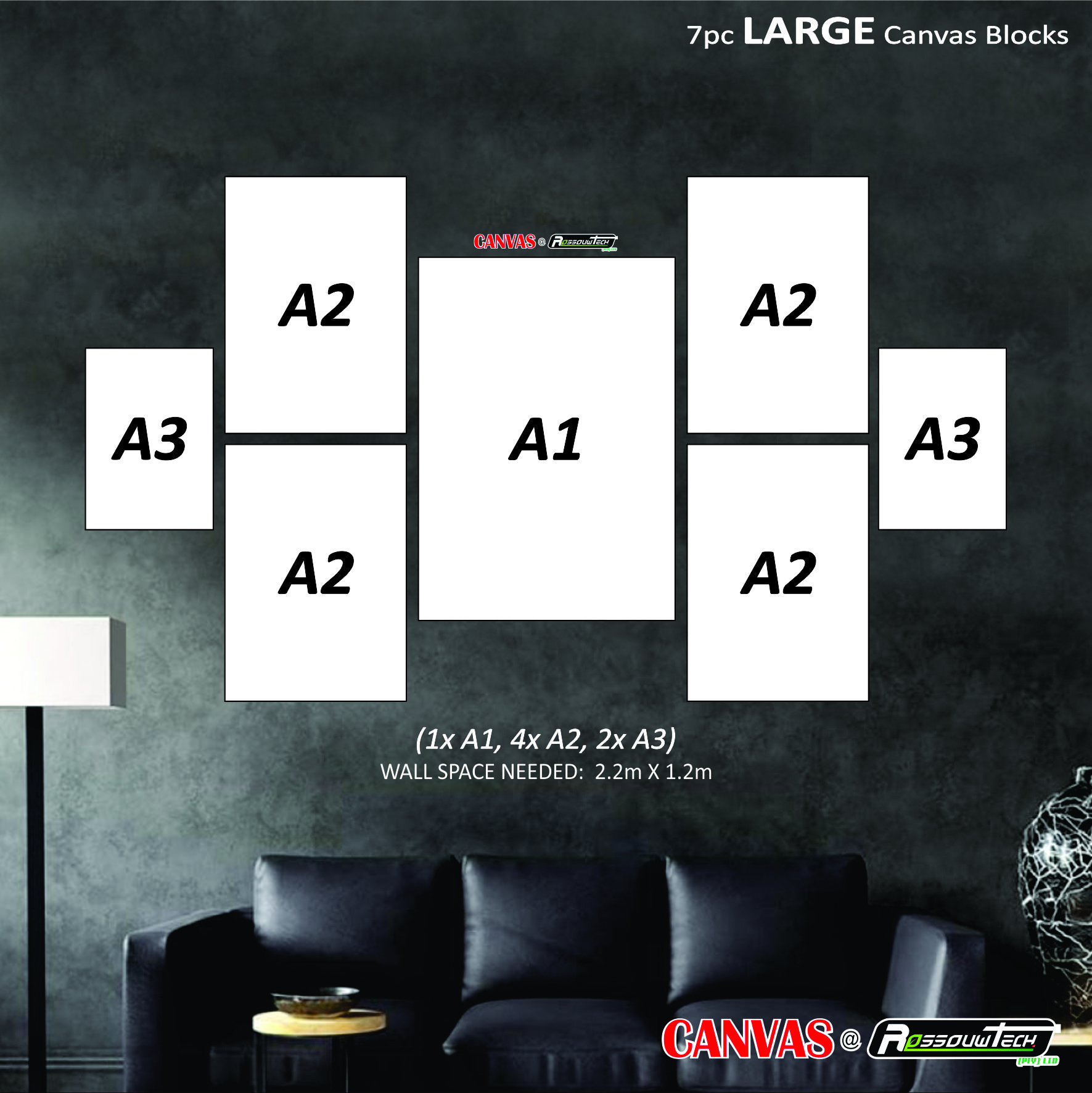 7pc LARGE Canvas Blocks (A1x 1, A2x 4, A3x 2)