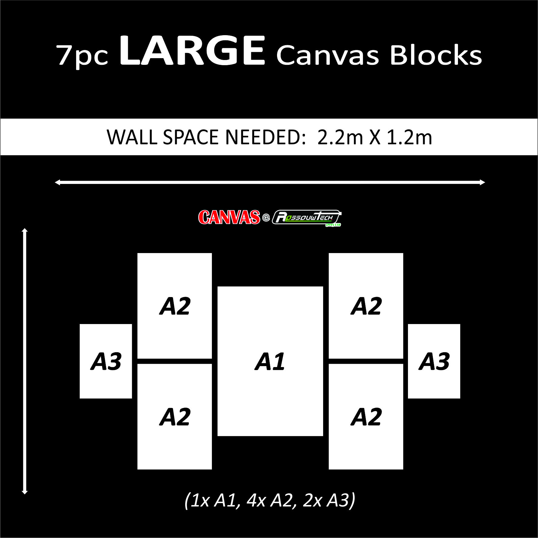 7pc LARGE Canvas Blocks (A1x 1, A2x 4, A3x 2) - Image 2