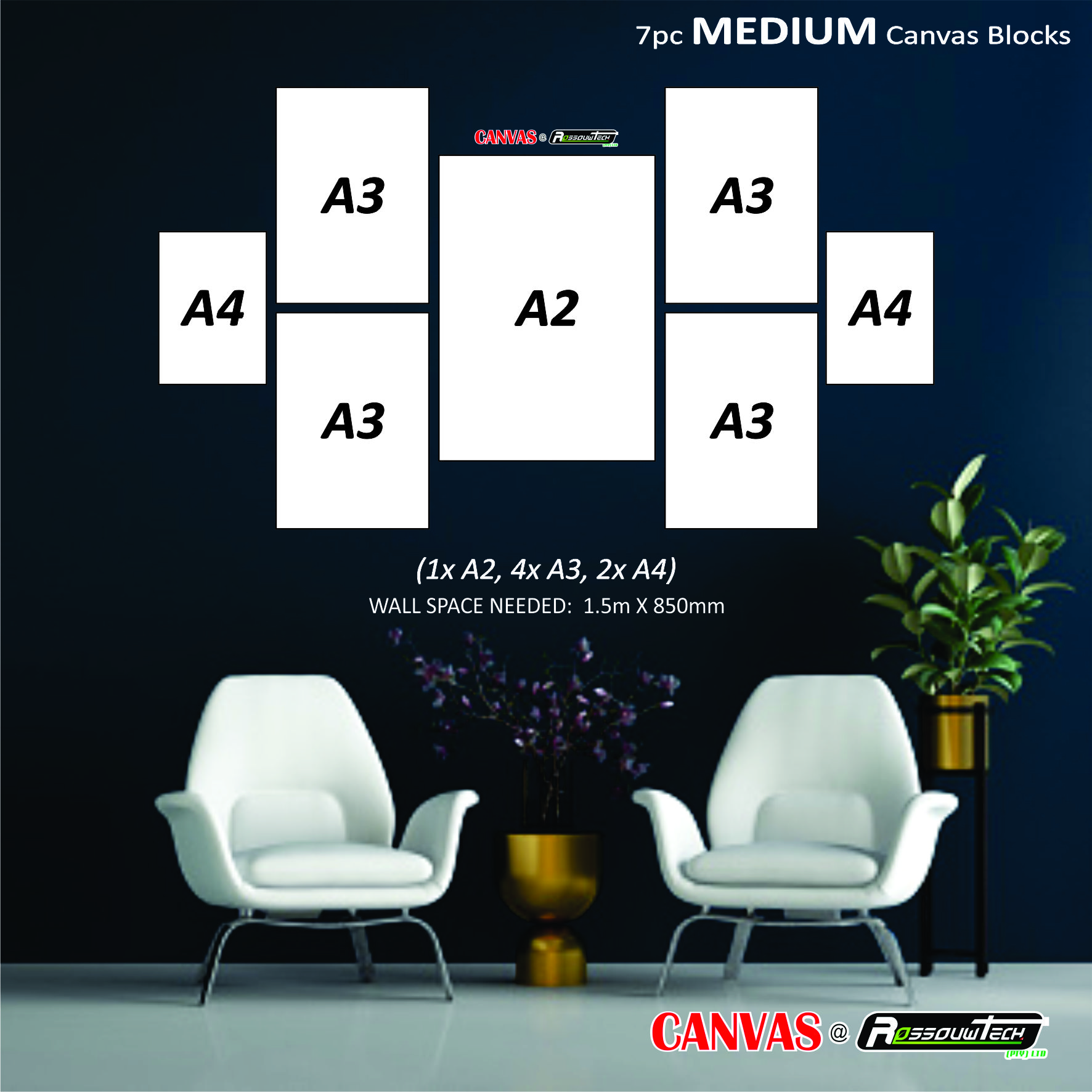 7pc MEDIUM Canvas Blocks (A2x 1, A3x4, A4x 2)