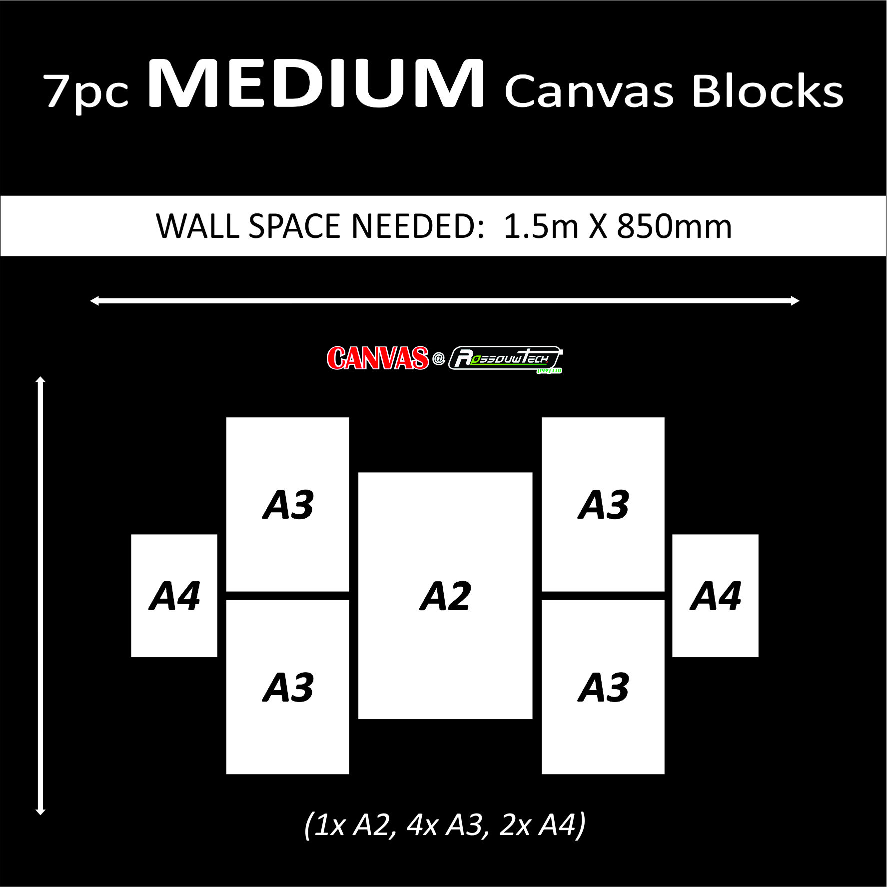 7pc MEDIUM Canvas Blocks (A2x 1, A3x4, A4x 2) - Image 2